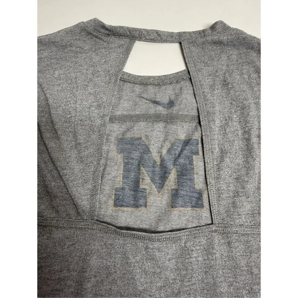 Nike Womens Sleeveless Tank Top Gray Michigan Logo M Dri Fit